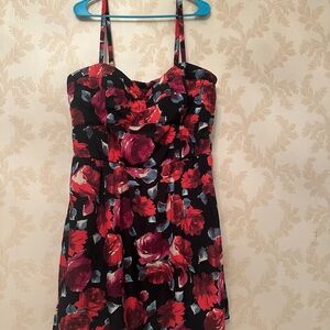 Torrid Size 20 Floral Red and Black Women's Dress